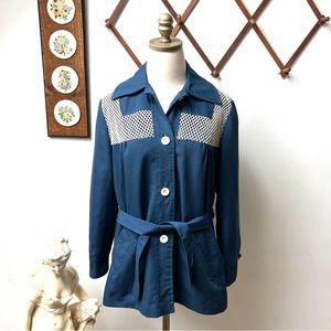 1960s Lightweight Blue Retro Belted Jacket